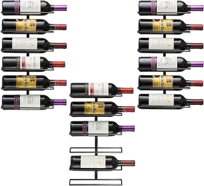Sorbus Wall Mount Wine Rack – Holds 6 Bottles – Black Metal Wine Bottle Holder for Wall, Modern Wine Rack for Home Bar, Kitchen