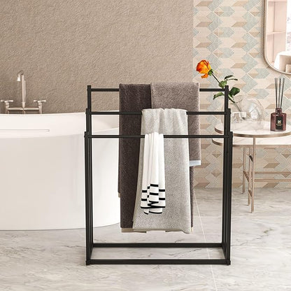 Honiter Towel Racks for Bathroom, 3 Tier Free Standing Towel Rack, Blanket Drying and Display Rack for Oversized Bath Towels Bathroom Accessories, Next to Tub or Shower