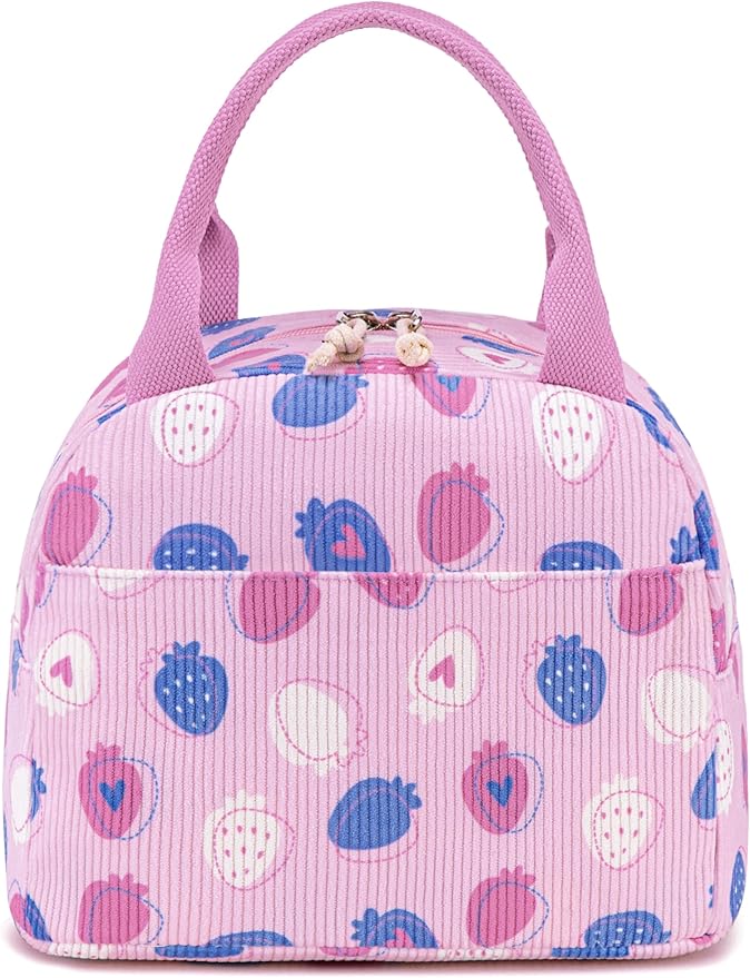 Bluboon Lunch Bag for Women Men Cute Corduroy Lunch Tote Bags Reusable Insulated Lunch Box Large Capacity Reusable Insulated Cooler for Work Picnic or Travel