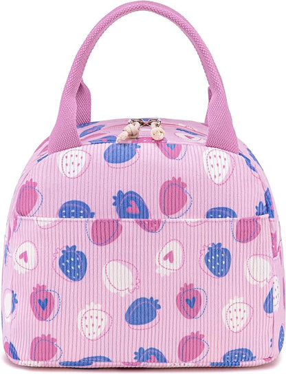 Bluboon Lunch Bag for Women Men Cute Corduroy Lunch Tote Bags Reusable Insulated Lunch Box Large Capacity Reusable Insulated Cooler for Work Picnic or Travel