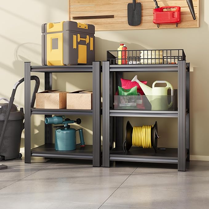 Garage Shelving Heavy Duty Adjustable Storage Shelves Unit,Metal Utility Rack Shelf for Industries, Warehouses, Basement (3-Tier 31.5" Hx23.6 Wx13.8 D)