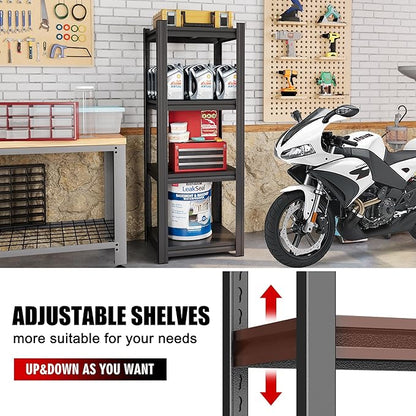 Metal Garage Shelving Unit, Heavy Duty Adjustable Storage Rack, Steel Shelving, Industrial Shelves for Heavy Tools and Equipment, Ideal for Garage, Basement (4-Tier 54" Hx13.8 Wx11.8 D)