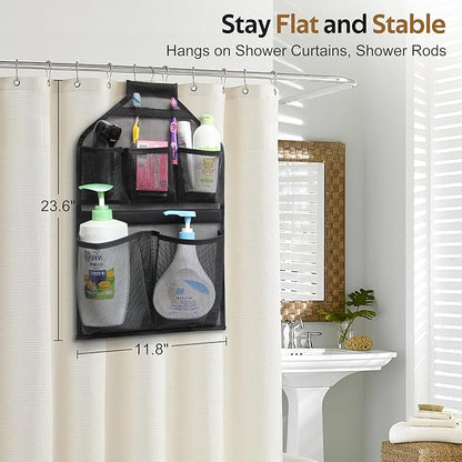 MISSLO Bathroom Shower Organizer Mesh Hanging Shower Caddy with Rotatable Hanger (Black)
