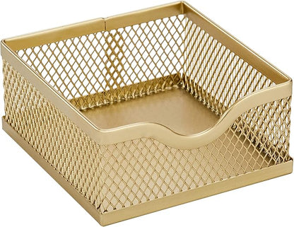 Annova Mesh Desk Organizer Office with 7 Compartments + Drawer/Desk Tidy Candy/Pen Holder/Multifunctional Organizer (Gold)