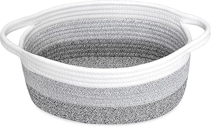 ABenkle Small Basket with Handles - Decorative Durable Rope Woven Storage Bin Shelf Storage Organizer Cube, Easter Baby Gift Basket, 12"x8"x5"