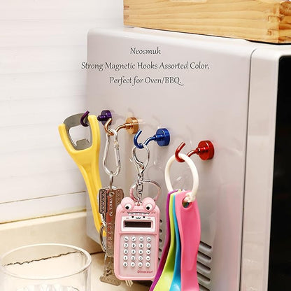 Neosmuk Magnetic Hooks, Heavy Duty 30lb+ Strong Magnet Hook for Cruise Cabins, Cruise Ship Essentials for Hanging, Metal Wall Refrigerator Hangers (Purple, 10 Pack)