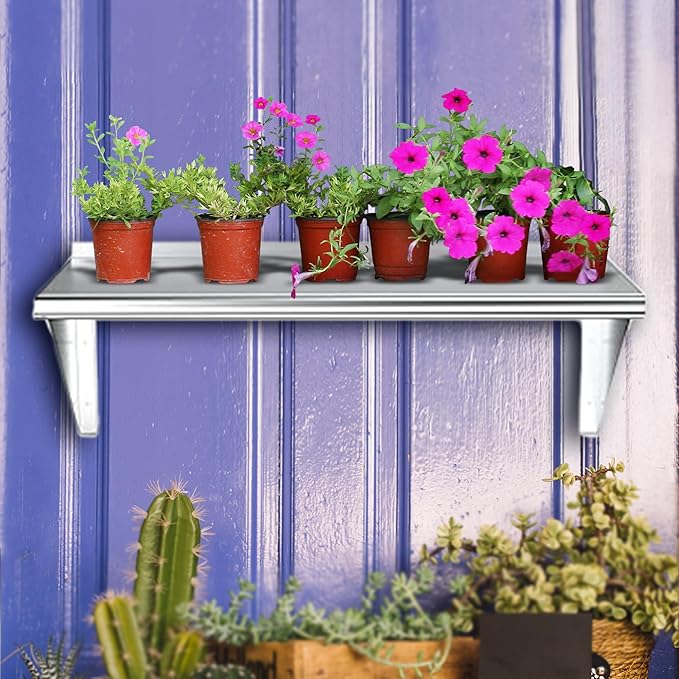 NSF Certified 18 Gauge Heavy Duty Stainless Steel Wall Shelf with Brackets for Kitchens, Utility Rooms, Storage, Offices & Home (36"x12")