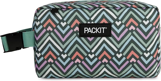 PackIt® Freezable Snack Box, Diamond Chevron, Built with EcoFreeze® Technology, Collapsible, Zip Closure with Buckle Handle, Designed For Work Snacks, Fresh Snacks On the Go, Adults, and All Ages