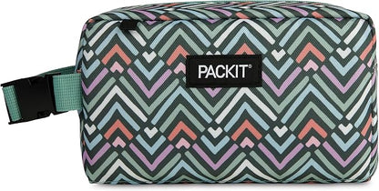 PackIt® Freezable Snack Box, Diamond Chevron, Built with EcoFreeze® Technology, Collapsible, Zip Closure with Buckle Handle, Designed For Work Snacks, Fresh Snacks On the Go, Adults, and All Ages