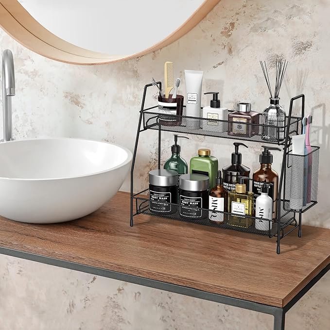 Bathroom Organizer Countertop, Spice Rack Organizer for Cabinet,Bathroom Counter Organizer, Kitchen Countertop Organizer (Pack of 2)