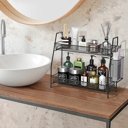 Bathroom Organizer Countertop, Spice Rack Organizer for Cabinet,Bathroom Counter Organizer, Kitchen Countertop Organizer (Pack of 2)