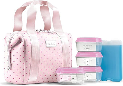 Fit & Fresh Neoprene Lunch Bag For Women, Insulated Womens Lunch Bag For Work, Tear & Stain Resistant Large Lunch Box For Women With Containers and Ice, Machine Washable Remi Bag, Tiny Hearts