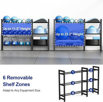 Dumbbell Rack 3-Tier Weight Stand Dumbbell Storage 50In Length For Home Gym Adjustable Spacing