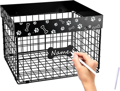 Large Metal Dog Toy Basket Foldable, Dog Toy Storage Bin & Box for Living Room Area, Pet Toy Chest Organizer, Puppy Toys Container Holder, dog toys baskets medium Chest Toybox & Boxes