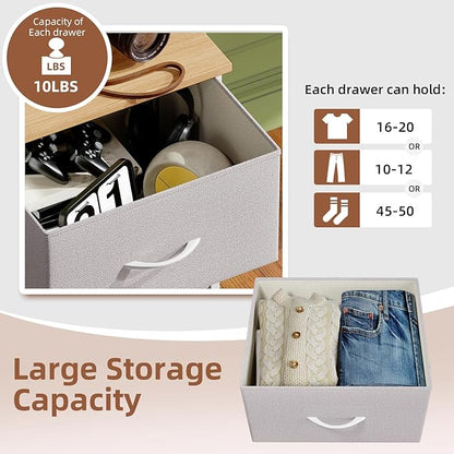 Somdot Dresser for Bedroom with 3 Drawers, Storage Organizer Chest of Drawers with Removable Fabric Bins for Closet Bedside Living Room Laundry Entryway Hallway, Ash Grey