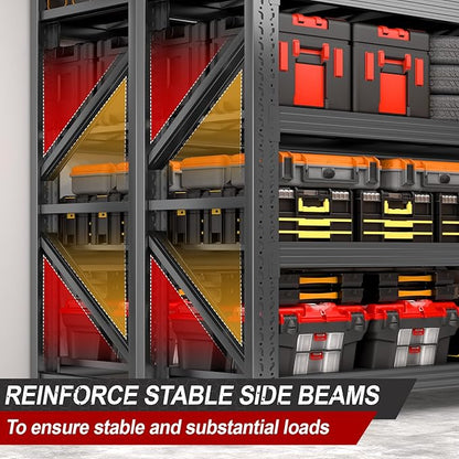 4-Tier Heavy Duty Garage Shelving Unit, 5000lbs Adjustable Garage Shelves 71" W x 24" D x 71" H Metal Shelving, Utility Rack Shelf, Industrial Shelve Units for Storage Warehouse Pantry Closet