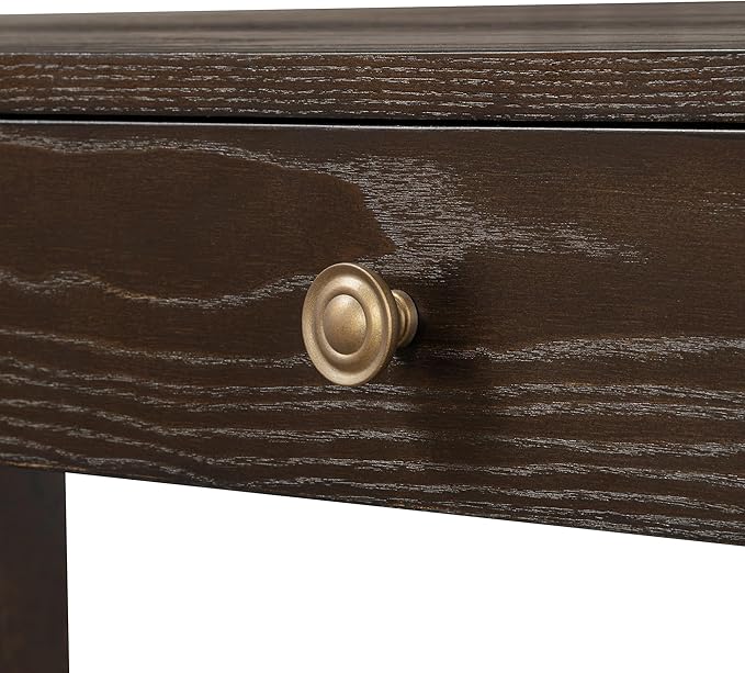 52" Rustic Console Table with Curved Corners for Safety,Entryway Table with 3 Concealed Drawers,Sturdy Sofa Table with Thick Legs for Hallway & Living Room,Espresso