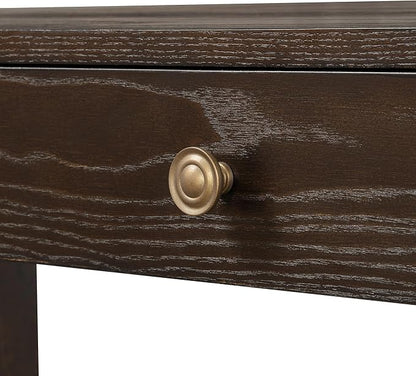 52" Rustic Console Table with Curved Corners for Safety,Entryway Table with 3 Concealed Drawers,Sturdy Sofa Table with Thick Legs for Hallway & Living Room,Espresso