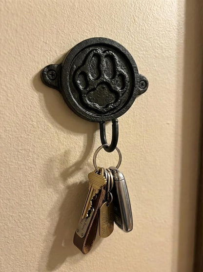 Aluminium Paw Print (1-Pack) Single Wall Hooks, Black Dog Themed Hooks for Hanging Leash, Dog Harness, Wall Mount Hanger, Organization Decorative Wall Hook