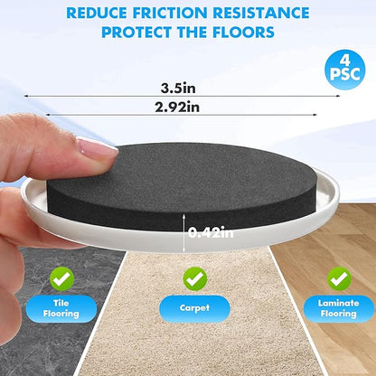 Furniture Lifter Tool + 8-Pack of 3.5" Sliders, Save 80% Effort, Safely and Easily, The Lift and Glide Tool Set for Heavy Furniture and Appliances, Reusable Moving Pads, Floor Protectors for Carpet