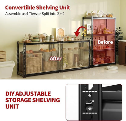 Heavy Duty Garage Storage Shelves, 2000 Lbs Capacity, 4-Tier Adjustable Storage Shelving Unit, 40" L x 20" W x 60" H Metal Shelving Racks for Kitchen Pantry Basement Bathroom Laundry