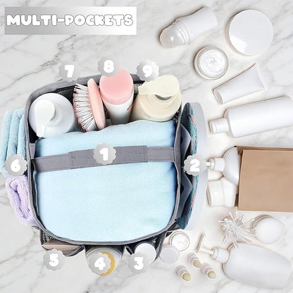 Attmu Mesh Shower Caddy Portable for College Dorm Room Essentials with 8 Pockets, Hanging Shower Caddy Dorm Basket, Quick Dry Shower Bag for Bathroom
