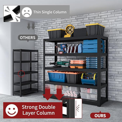 Shelving Units and Storage, 1800LBS Garage Storage Shelves, 3 Tier Shelving Unit, Steel Industrial Shelving, Adjustable Standing Shelf for Garage, Home, Warehouse 36" H x 36" W x 16" D, Black