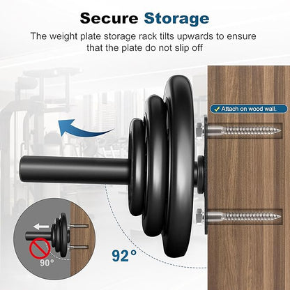 EVERYMATE Weight Plate Rack, Wall Mount Weight Plate Holder for Bumper Plates, Max Weight Capacity 330 lb, Home Gym Organizer