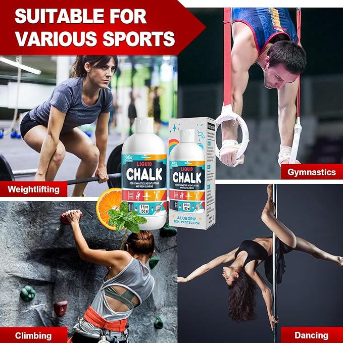 Pro Grade Liquid Chalk Mess-Free Gym Chalk for Weightlifting, Gymnastics, Rock Climbing, Dancing, Dries in Seconds| 1, 2, 4, 8, 30-Pack Options