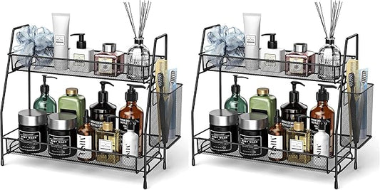 Bathroom Organizer Countertop, Spice Rack Organizer for Cabinet,Bathroom Counter Organizer, Kitchen Countertop Organizer (Pack of 2)