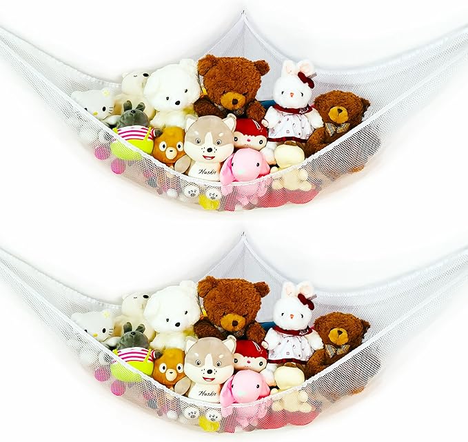 85x63x63 in Jumbo Stuffed Animal Hammock Corner Toy Teddy Bear Hammock Net Stuffed Animal Storage Net! (2Pack)