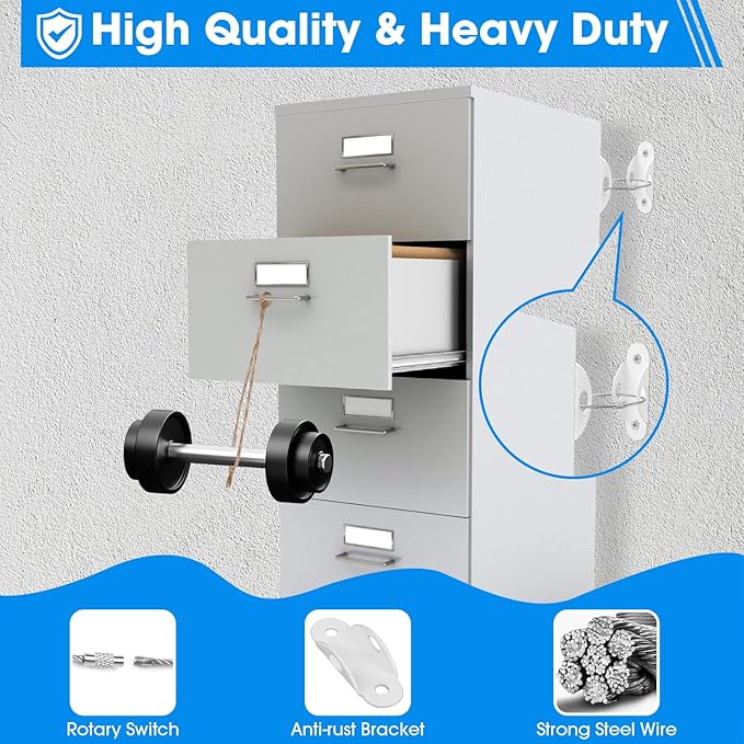 Guirnd 10 Pack Furniture Anchors, Anti Tip Furniture Anchors for Baby Proofing, Metal Earthquake Straps Furniture Straps Wall Anchor for Dresser and Bookcase (White)