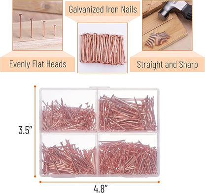 Mr. Pen- Nail Assortment Kit, 600 Pcs, 4 Sizes, Rose Gold, Small Nails for Hanging Pictures, Finishing Nails, Wall Nails for Hanging, Pin Nails, Hardware Nails, Assorted Nails, Galvanized Nails