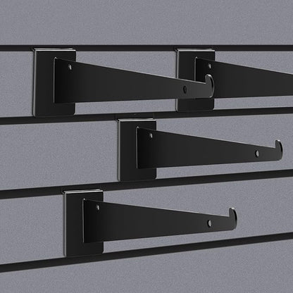 18 Pack Slatwall Shelf Bracket 12 inch, Heavy Duty Metal Shelf Brackets for Shelves,Black Slat Wall Shelf Bracket Slatwall Accessories with Lip for Slatwall Panels Shelving Display Home Commercial