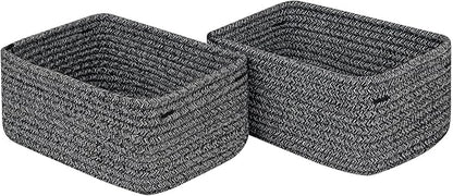 CubesLand Mixed Black Baskets Bins for Organizing,Small Woven Storage Baskets for Shelves,Cute Closet Cube Bins Set 2,Baby Nursery Cube Organizer Toys Basket Bin,Home Decor Organization Bins