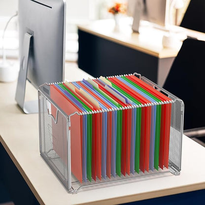Simple Houseware Mesh Hanging File Folder Organizer, Silver