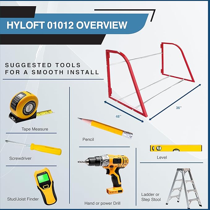 HyLoft 00212 Add-On Storage Hook Accessory for HyLoft Model-540 Ceiling Rack, 4 Count , White