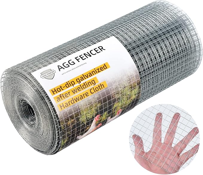 16inch x 100ft Hardware Cloth 1/2 inch Chicken Wire Fencing 19Ga, Hot Dipped Galvanized After Welding Garden Plant Supports Welded Metal Chicken Wire Fence Poultry Animal Netting Cage Screen