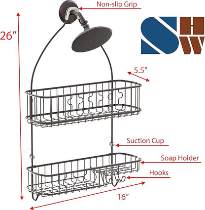 Simple Houseware Bathroom Hanging Shower Head Caddy Organizer, Bronze (26 x 16 x 5.5 inches)