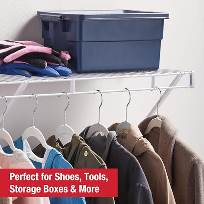 Rubbermaid Direct Wall Mount Closet Shelf, 4 Ft. Wide, Mounting Hardware Kit Included, White, Wire Shelving Organizer System for Home/Laundry/Bathroom/Mudroom/Pantry/Linen Closet