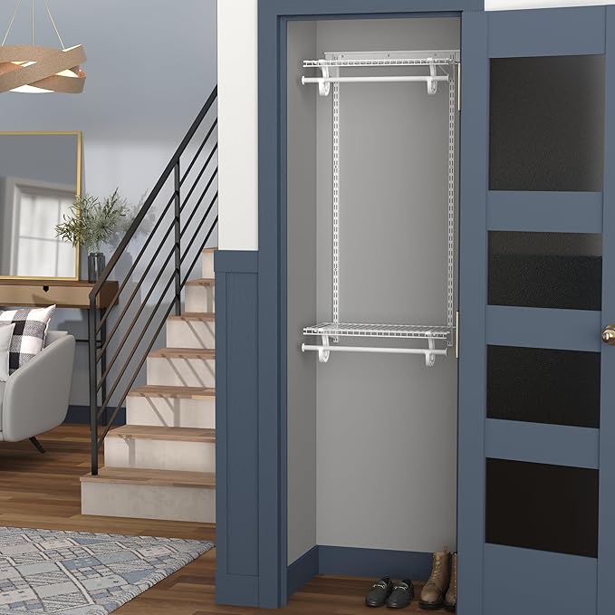 ClosetMaid ShelfTrack Closet Organizer System, Adjustable Double Hang Rod Kit, 2-Feet Wide, White