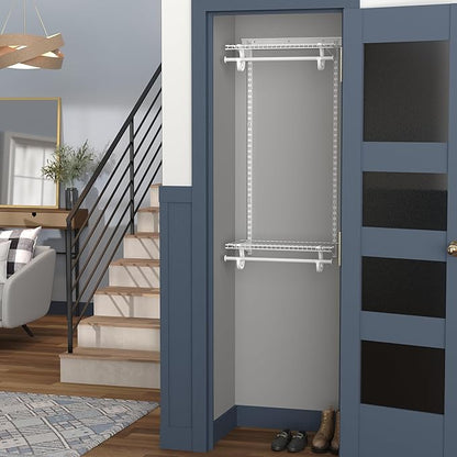 ClosetMaid ShelfTrack Closet Organizer System, Adjustable Double Hang Rod Kit, 2-Feet Wide, White
