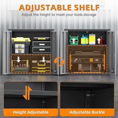 Garage Wall Cabinet, Metal Wall Cabinets with 2 Doors, Wall Cabinet with Lock, 26'' Gray Wall Mounted Floating Tool Cabinets for Home Office, Warehouse, Kitchen, Bathroom, Utility Room
