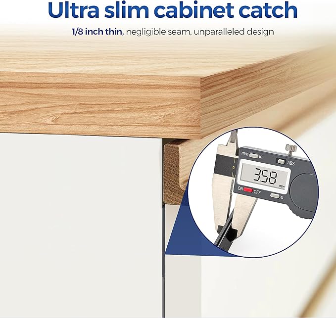 6 Pack Ultra Thin Cabinet Door Magnets Stick on Cabinet Magnetic Catch Magnet to Keep Drawer Closed Cabient Magnetic Door Catches to Stay Closed Cabinet Latch Matte Black Magnetic Cabinet Closures