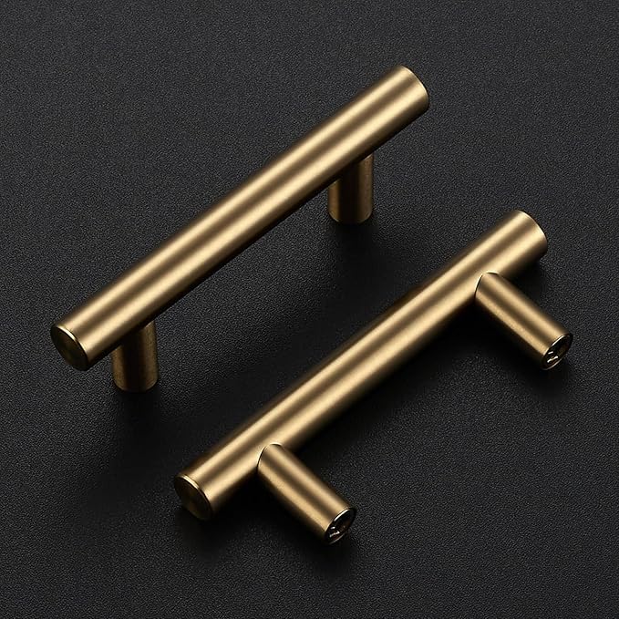 JOY DECOR 20 Pack Champagne Bronze Cabinet Pulls – 4 Inch Length, 2-1/2 Inch (64mm) Hole Center – Stainless Steel Kitchen Cabinet Handles for Drawer and Cupboard