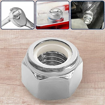 113PCS Locknuts Assortment Kit, 6#32 8#32 10#24 10#32 1/4-20 5/16-18 3/8-16 1/2-13 SAE Lock Nuts, 304 Stainless Steel Nylon Insert Hex Lock Nuts, Hex Drive