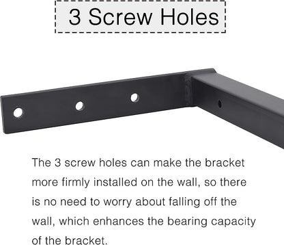 OVOV 6 Pack Heavy Duty Shelf Brackets Wall Mounted Industrial Farmhouse Floating Shelf Brackets with Lip (Black 8")