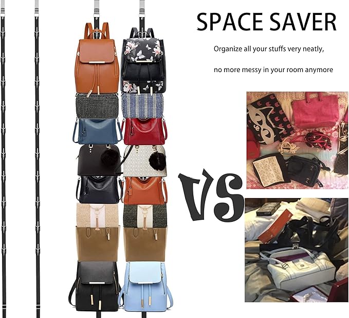 IZUS Bag-Organizer-Holder Purse Hanger - 20 Hooks for Closet and Door 2Pcs (Rack for Handbags/2 pcs Hold 20 Bags)