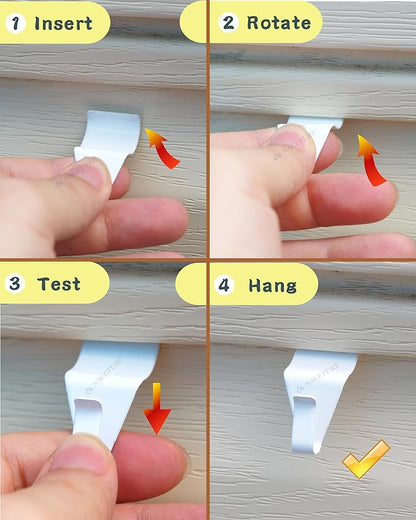 NACETURE Vinyl Siding Hooks 20 Pack Heavy Duty Siding Clips Vinyl Siding Hanger for Hanging on Patio, No Hole Need Command Outdoor Hook Hang to Decor Wreath Things (White 20 Pack)