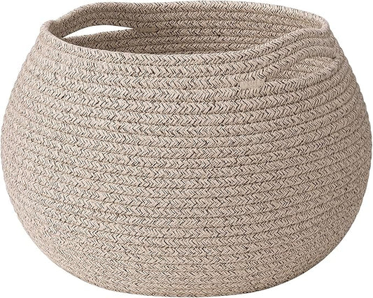 Goodpick Baby Basket for Nursery, Woven Basket for Home Décor, Round Wicker Baskets for Toy Storage, Diaper Caddy Organizer for Nursery Playroom, Jute, 10"D x 8.3"H